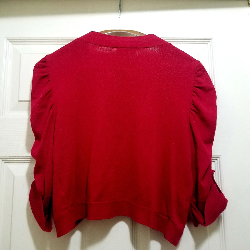 Red Cropped Cardigan - Picture 3 of 7